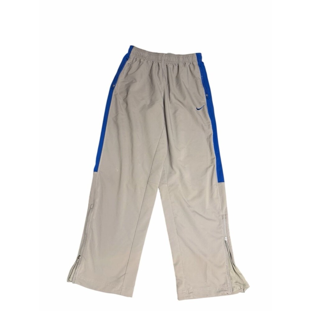 Nike Gray Windbreaker Pants Blue Side Stripe Track Pants Size L Athletic Joggers